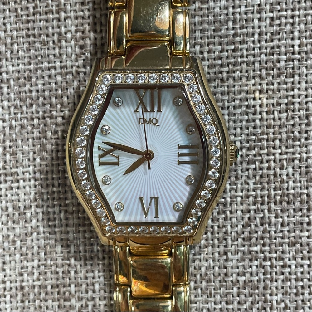 DMQ gold womens watch CZ ‘diamonds